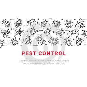 Pest control icon set in linear style.