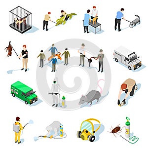 Pest Control Isometric Icons