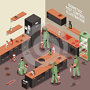 Pest Control Isometric Illustration