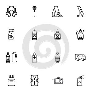 Pest control line icons set