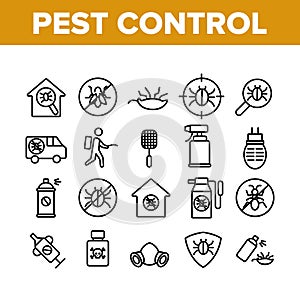 Pest Control Service Collection Icons Set Vector