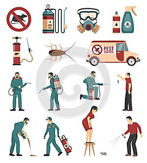 Pest Control Service Flat Icons Collection