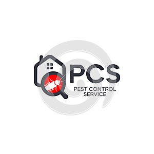Pest control service logo concept. Prevention, extermination and disinfection of the house from insects, fungi and small