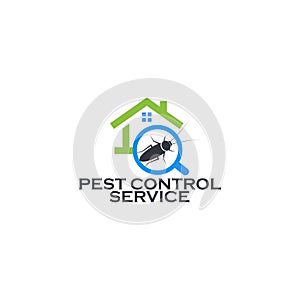 Pest control service logo concept. Prevention, extermination and disinfection of the house from insects, fungi and small