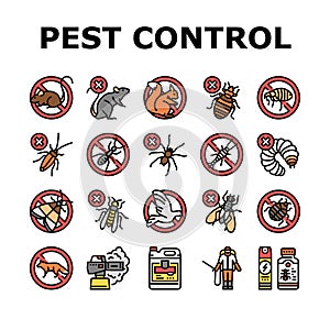 Pest Control Service Treatment Icons Set Vector