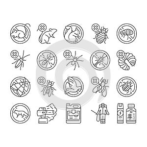 Pest Control Service Treatment Icons Set Vector .