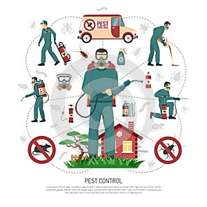 Pest Control Services Flat Infographic Poster