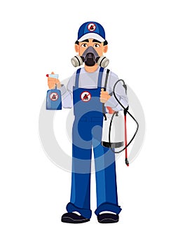 Pest control worker in protective workwear