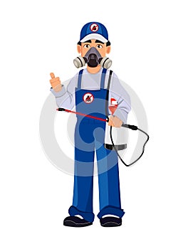 Pest control worker in protective workwear