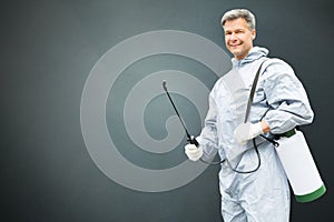 Pest Control Worker In Protective Workwear