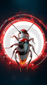 Pest free warning Anti cockroach sign in red forbidding circle
