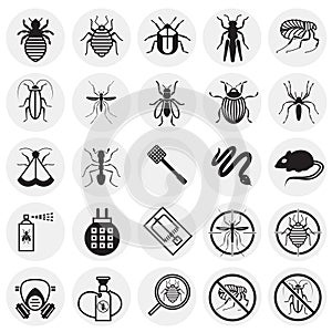 Pest icons set on circles background for graphic and web design, Modern simple vector sign. Internet concept. Trendy symbol for