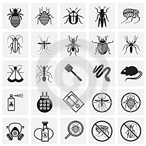 Pest icons set on squares background for graphic and web design, Modern simple vector sign. Internet concept. Trendy symbol for