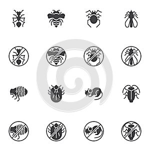 Pest insects vector icons set