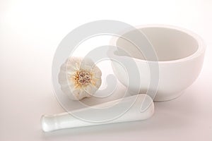 Pestel and Mortar with Garlic bulb