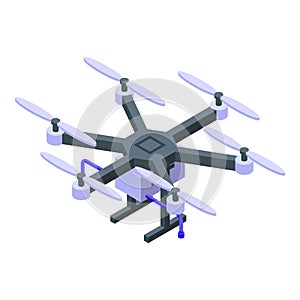 Pesticide sprayer drone icon isometric vector. Chemical spray