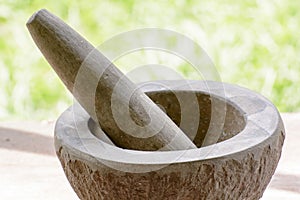 Pestle and mortar made of stone