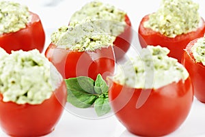 Pesto and Avocado Stuffed Tomatoes