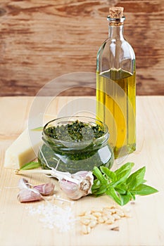 Pesto with ingredients