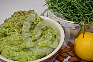 Pesto of Marsh Samphire or Common Glasswort Salicornia europaea