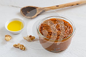 Pesto rosso in a glass