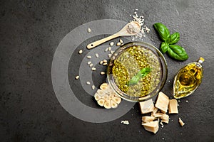 Pesto sauce in a bowl photo