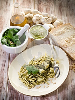 Pesto trofie typical genoa