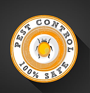 Pests icon, pest control 100% safe graphic flat design badge