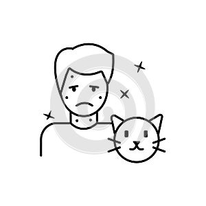 Pet allergy, hives, boy, cat icon. Element of allergy icon