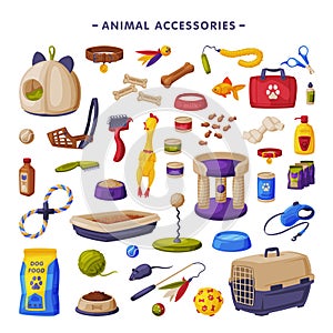 Pet Animal Accessories Big Set, Cats and Dogs Products, Food, Toys, Veterinary Medicines, Accessories for Care, Cartoon