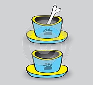 Pet animal bowls vector illustration, web icon, sign