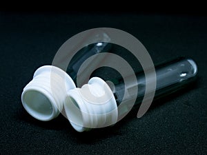 PET bottle preform on white background.