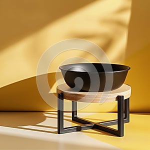 Pet Bowl Stand. Simple Elegance in Bright Surroundings. Ai generated
