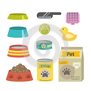 Pet care accessories isolated on a white