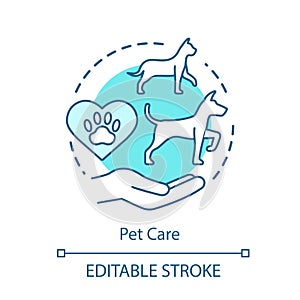 Pet care center concept icon. Domestic animals vet clinic idea thin line illustration. Helping injured dogs, cats