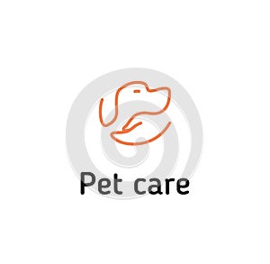 Pet care logo design isolated