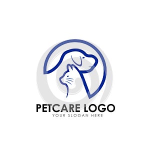 pet care and pet clinic logo design template. cat and dog vector