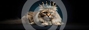 Pet Cat Channeling Its Inner Royalty With A Crown photo