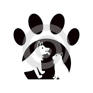 Pet cat and dog animal vector logo design