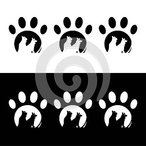 Pet cat and dog animal vector logo design
