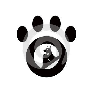 Pet cat and dog animal vector logo design