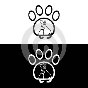 Pet cat and dog animal vector logo design