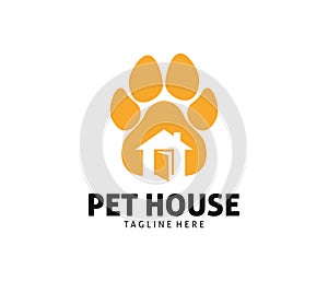 Pet cat dog clinic shop adoption vector logo design