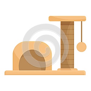 Pet cat house icon cartoon vector. Tower post