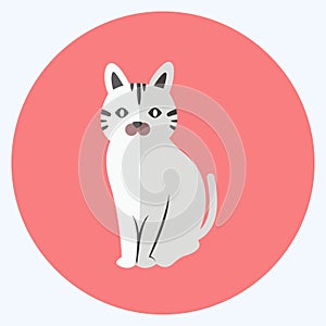 Pet Cat Icon in trendy flat style isolated on soft blue background