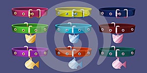 Pet collars with id tags for cat or dog