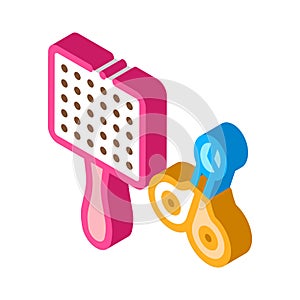 Pet Comb and Scissors isometric icon vector illustration