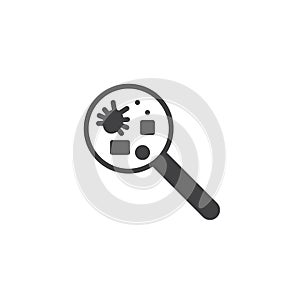 Pet disease and magnifying glass icon vector