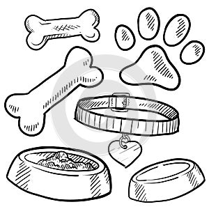 Pet dog items sketch