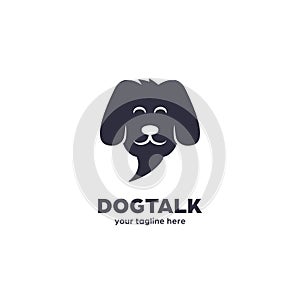 Pet dog talk whisperer logo, dog trainer logo in bubble chat speak speech  shape icon illustration photo